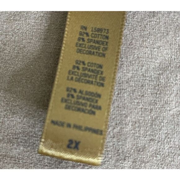 SKIMS Plus Size 2X T Shirt Scoop Neck Long Sleeve Crop Brown Cotton Spandex - Picture 4 of 9